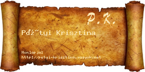 Pétyi Krisztina névjegykártya